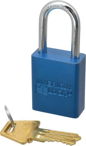 American Lock A1106KABLU26754 Lockout Padlock: Keyed Alike, Aluminum, Steel Shackle, Blue 