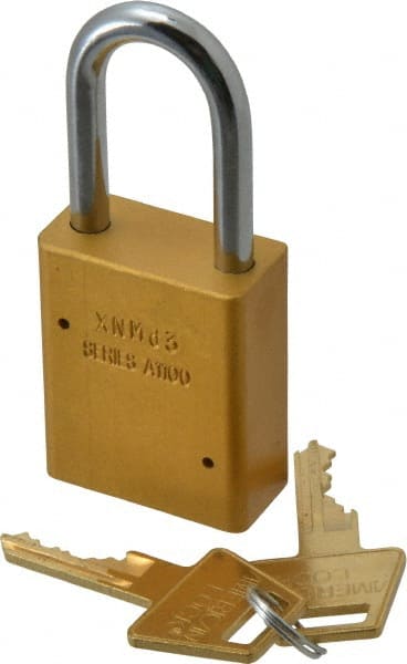 American Lock A1106KAYLW38574 Lockout Padlock: Keyed Alike, Aluminum, Steel Shackle, Yellow 