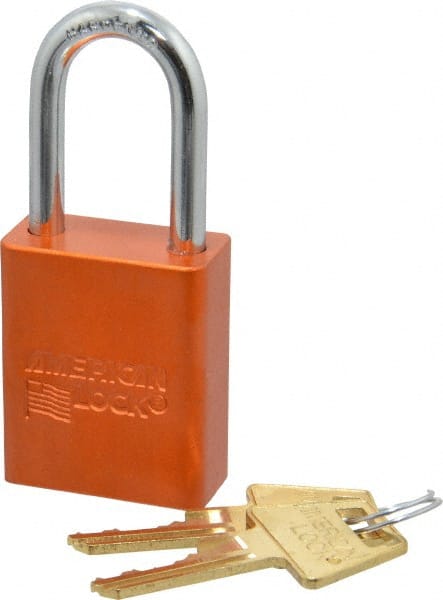 American Lock A1106ORJ Lockout Padlock: Keyed Different, Aluminum, Steel Shackle, Orange 