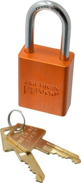American Lock A1106KAORJ36745 Lockout Padlock: Keyed Alike, Aluminum, Steel Shackle, Orange 