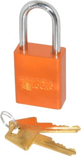 American Lock A1106KAORJ43484 Lockout Padlock: Keyed Alike, Aluminum, Steel Shackle, Orange 