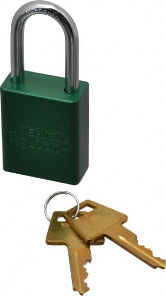 American Lock A1106KAGRN53274 Lockout Padlock: Keyed Alike, Aluminum, Steel Shackle, Green 