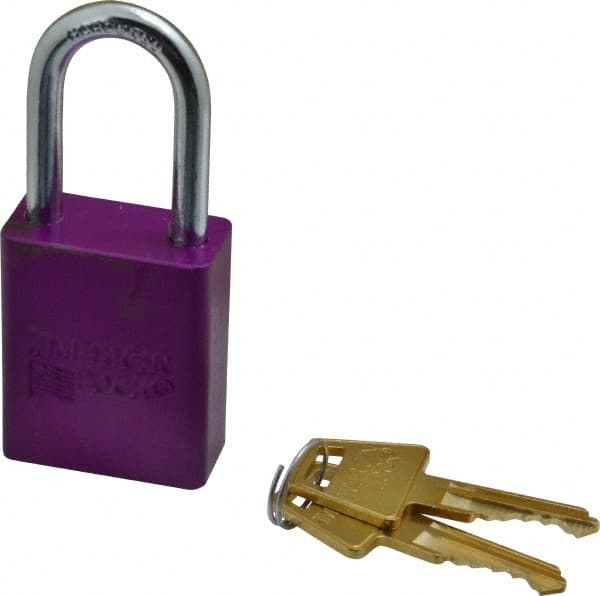 American Lock A1106PRP Lockout Padlock: Keyed Different, Aluminum, Steel Shackle, Purple 