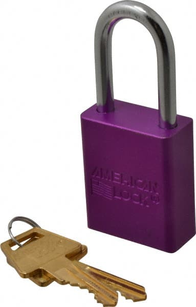 American Lock A1106KAPRP47733 Lockout Padlock: Keyed Alike, Aluminum, Steel Shackle, Purple 