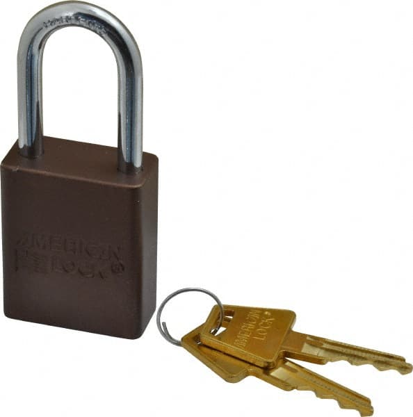 American Lock A1106BRN Lockout Padlock: Keyed Different, Aluminum, Steel Shackle, Brown 