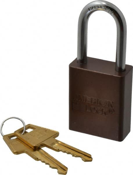 American Lock A1106KABRN24272 Lockout Padlock: Keyed Alike, Aluminum, Steel Shackle, Brown 