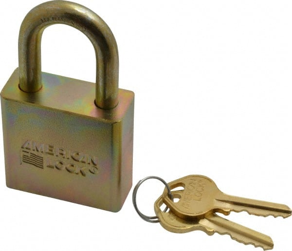 American Lock A5200GLNKA Padlock: Steel, Keyed Alike, 1-3/4" Wide, Chrome-Plated 