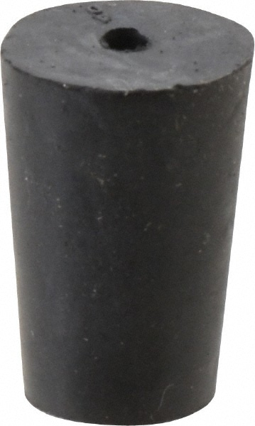 #0, 1/2 Small to 43/64 Large End Diam, Tapered Rubber Stopper with Hole