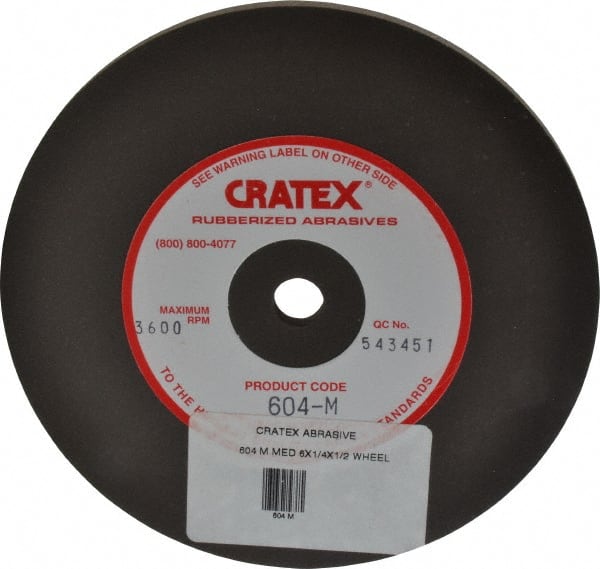 Cratex 604 M Surface Grinding Wheel: 6" Dia, 1/4" Thick, 1/2" Hole 