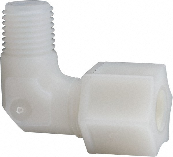 Compression Tube Male Elbow: 1/4 & 5/8-20" Thread, 3/8" Tube OD, Compression x Threaded