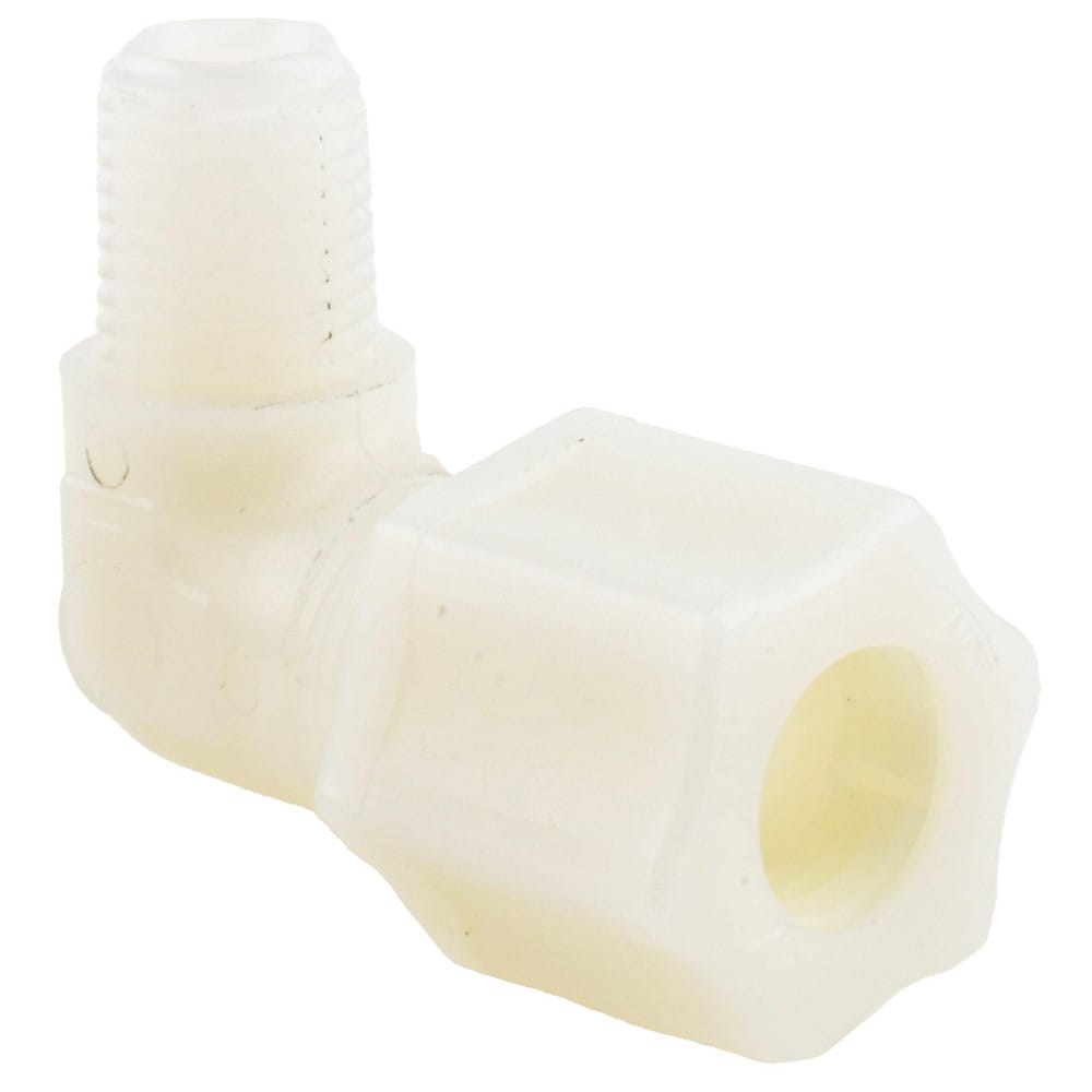 Compression Tube Male Elbow: 1/4 & 3/4-20" Thread, 1/2" Tube OD, Compression x Threaded