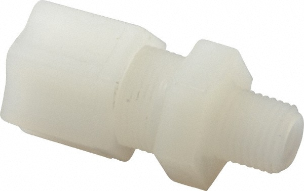 Compression Tube Connector: 1/4 & 7/16-20" Thread, 1/2" Tube OD, Compression x Threaded