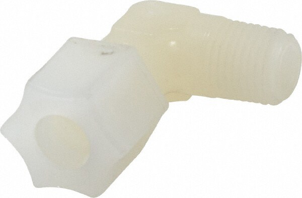Compression Tube Male Elbow: 1/4 & 5/8-20" Thread, 3/8" Tube OD, Compression x Threaded