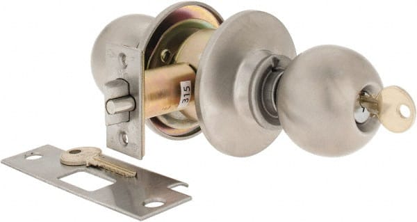 1-3/8" Door Thickness, Stainless Steel Entrance Knob Lockset