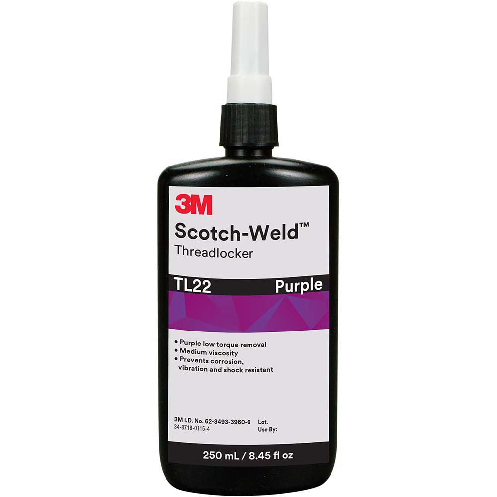 3M Threadlocker Purple, Liquid, 250 mL, Bottle MSC Industrial Supply Co.