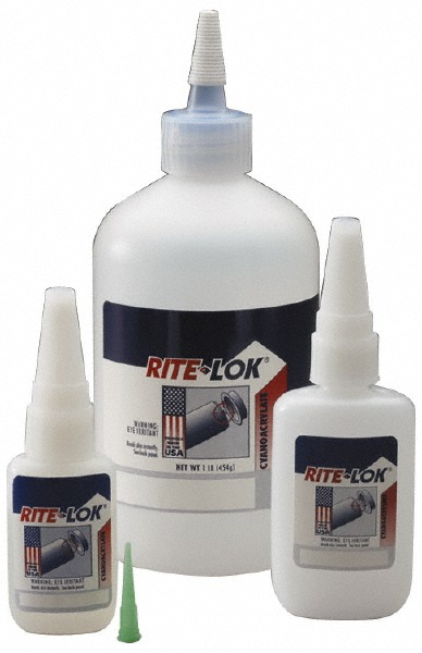 Adhesive Glue: 1 lb Bottle, Clear - 10 to 60 sec Working Time, 24 hr Full Cure Time