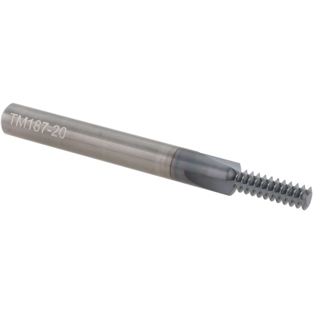 Straight Flute Thread Mill: 1/4-20, Internal, 3 Flutes, 1/4" Shank Dia, Solid Carbide