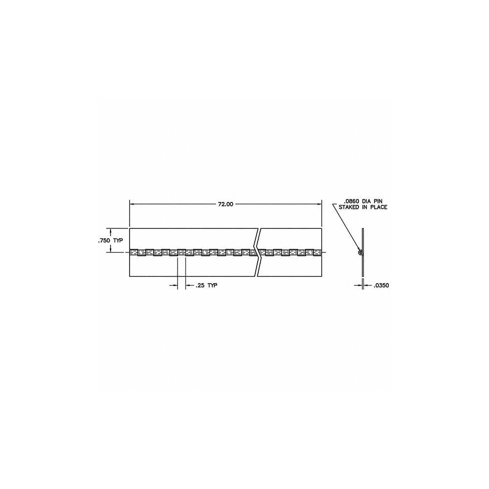 Guden Piano Hinge 1.5" Wide, 72" Long, 0.035" Thick MSC Industrial