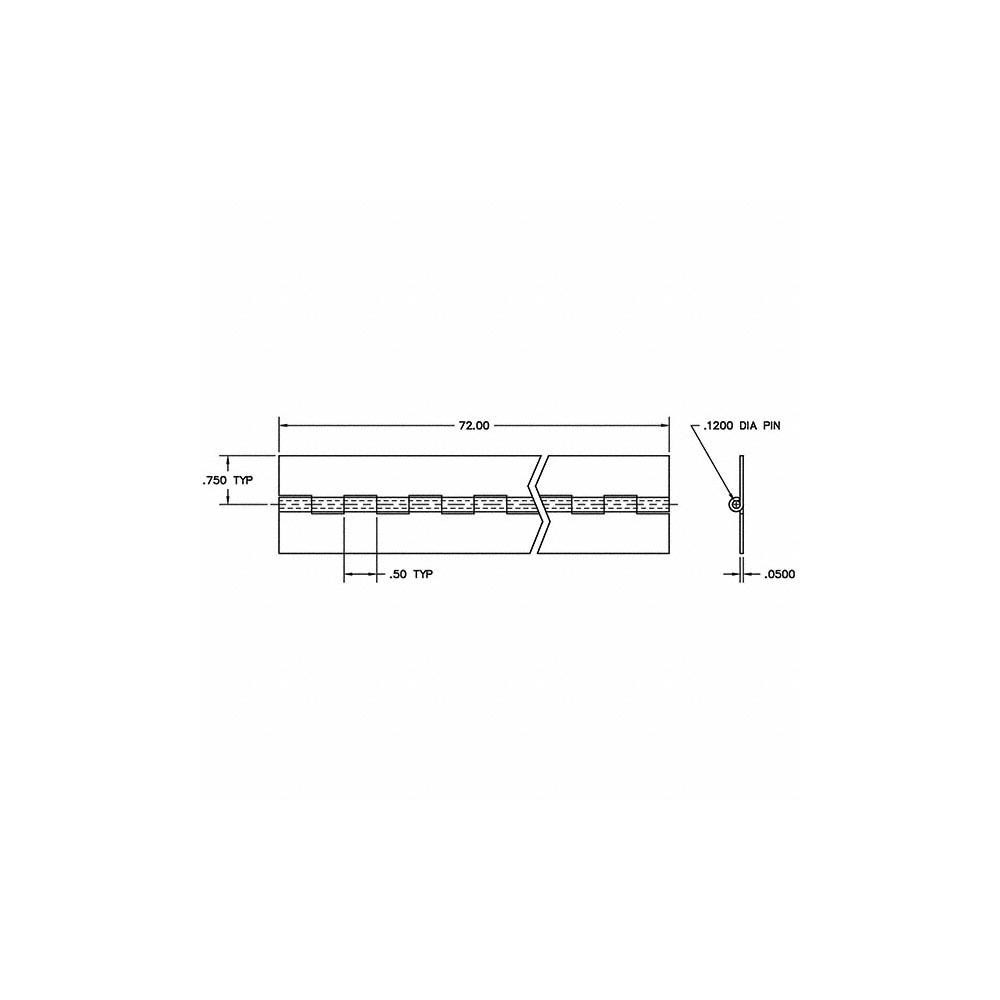Guden Piano Hinge 1.5" Wide, 72" Long, 0.05" Thick MSC Direct