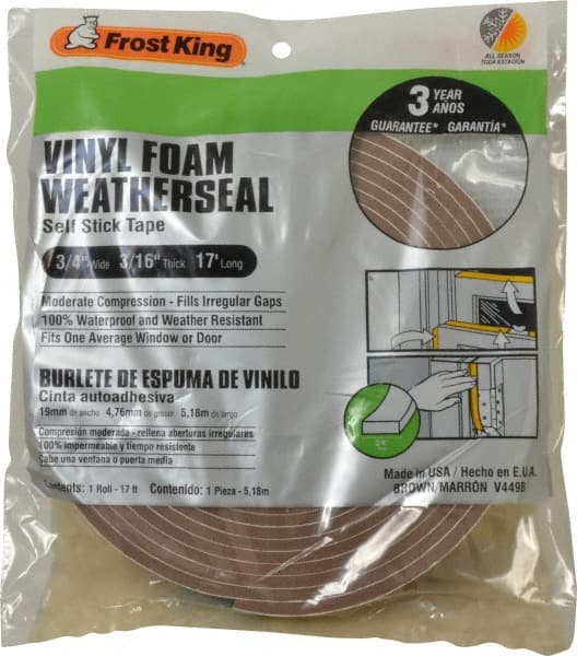 Frost King Vinyl Foam Tape Moderate Compression Closed Cell 