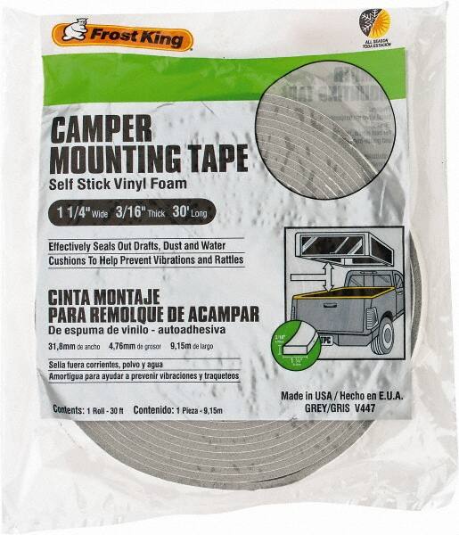 New Frost King Available V447H Camper Mounting Tape 1-1//4-Inch by 3//16-Inch by 30-Feet Gray|Grays Grey