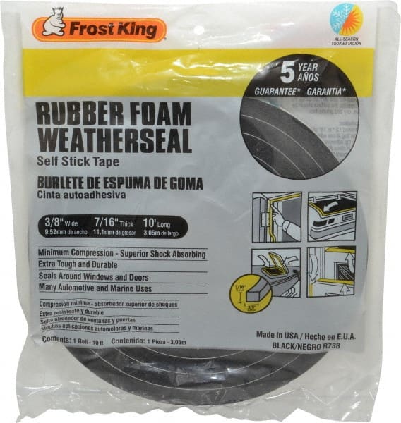 Frost King - 10' Long x 3/8″ Wide, High Density Foam Tape Weatherstripping  - 32995979 - MSC Industrial Supply