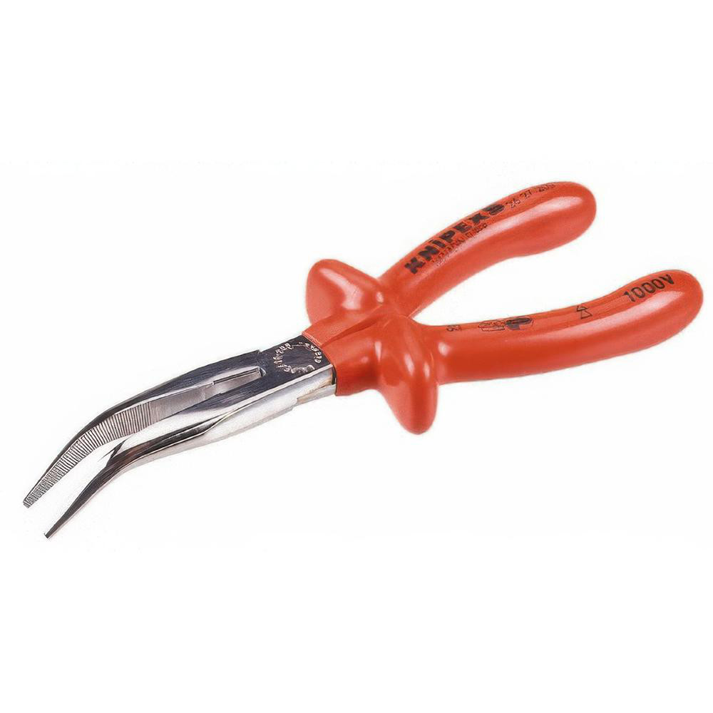 8" Long, 2-11/16" Jaw Length, Long Reach Bent Nose Plier