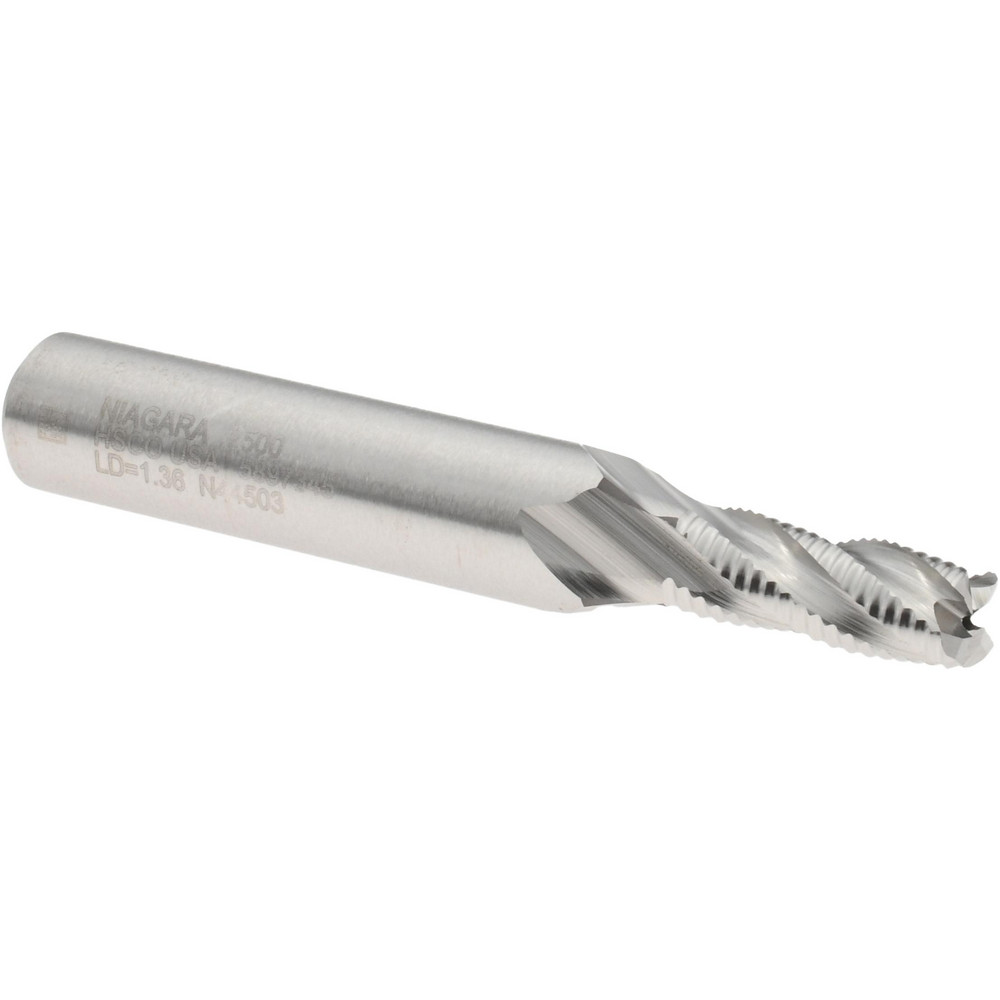 Roughing End Mill: 1/4" Dia, 4 Flutes, Single End, Cobalt