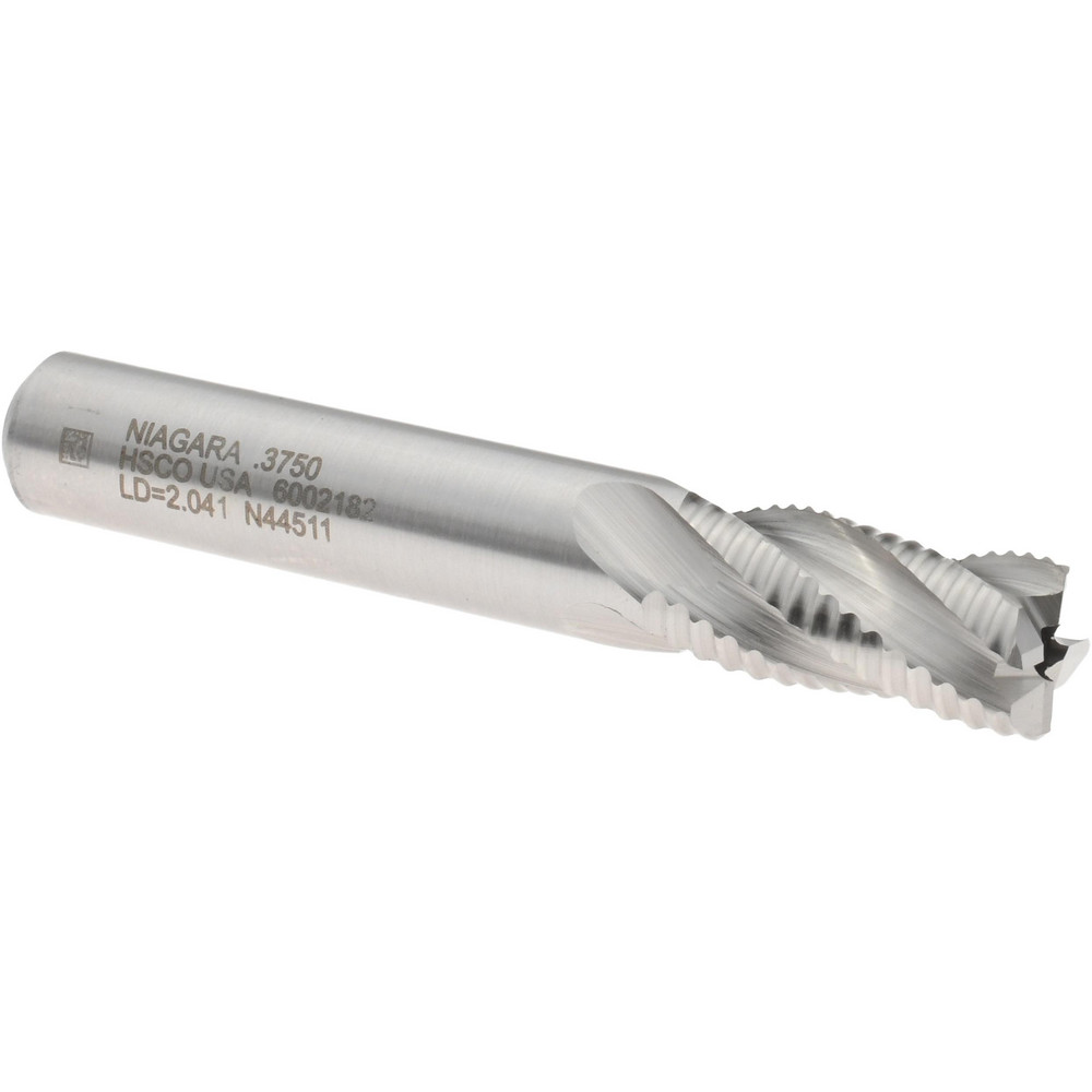 Roughing End Mill: 3/8" Dia, 4 Flutes, Single End, Cobalt