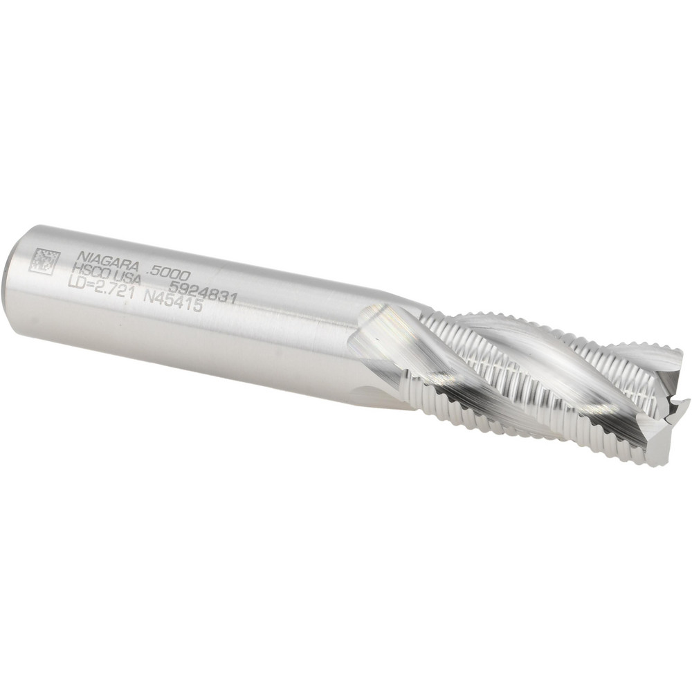 Roughing End Mill: 1/2" Dia, 4 Flutes, Single End, Cobalt