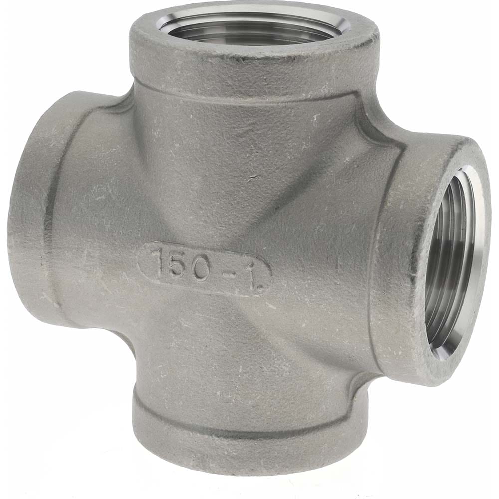 Merit Brass K410-16 Pipe Cross: 1" Fitting, 304 Stainless Steel Image