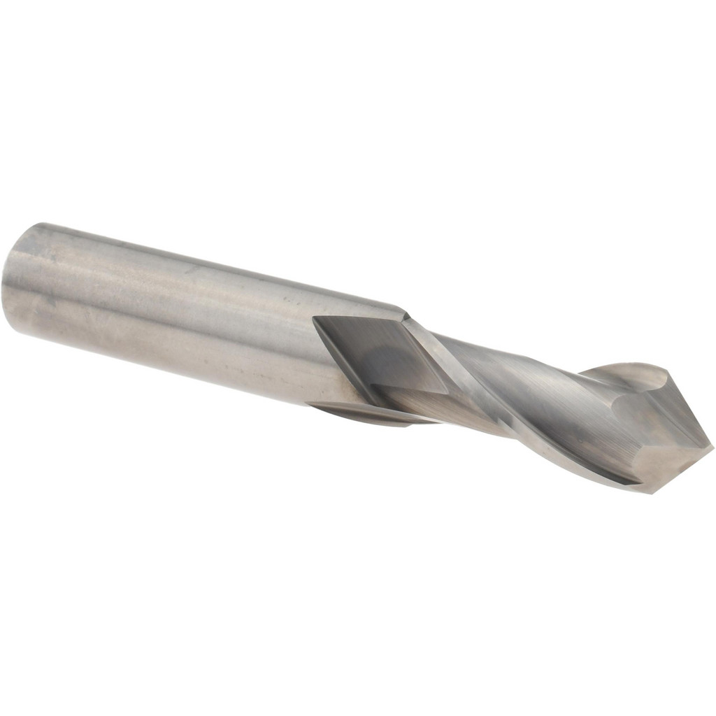 Titan USA Drill Mill: 3/8" Dia, 1" LOC, 2 Flute, 90 deg Point, Solid Carbide - 2-1/2" OAL, 3/8" Shank, Bright/Uncoated Finish | Part #TC32024