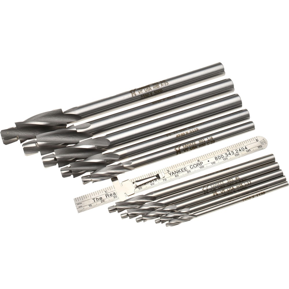 Solid Pilot Counterbore Sets; Fastener Type Compatibility: Cap Screw; Minimum Fastener Size Compatibility (Wire): #4; Maximum Fastener Size Compatibility (Inch): 1/2; Standard or Oversize Pilot: Standard; Shank Diameter (Inch): 3/32, 3/16, 7/32, 1/4, 9/32