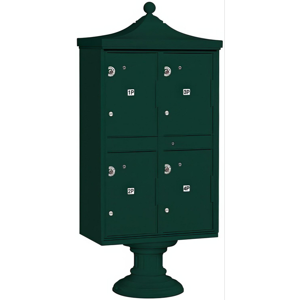 Salsbury Industries Mailboxes: Mount Type: Pedestal; Lockable: Yes; Material: Aluminum; Color: Green | Part #3304R-GRN-U