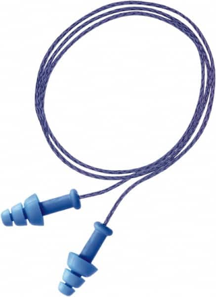 Earplugs: Rubber, Flanged, No Roll, Corded