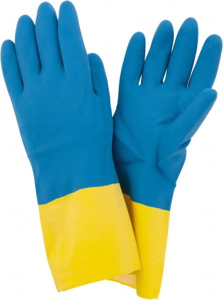 Chemical Resistant Gloves: Large, 28 mil Thick, Latex & Neoprene, Unsupported