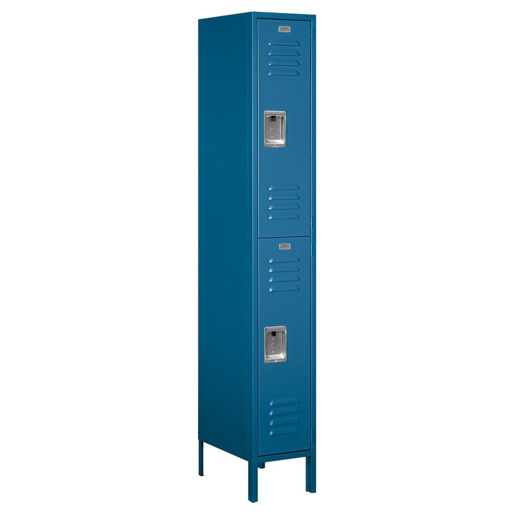 Salsbury Industries 1-Wide Locker: 12" Wide, 18" Deep, 78" High, Padlock Hasp - Blue, Powder Coated, Steel, 10 lb Shelf Capacity | Part #62168BL-U