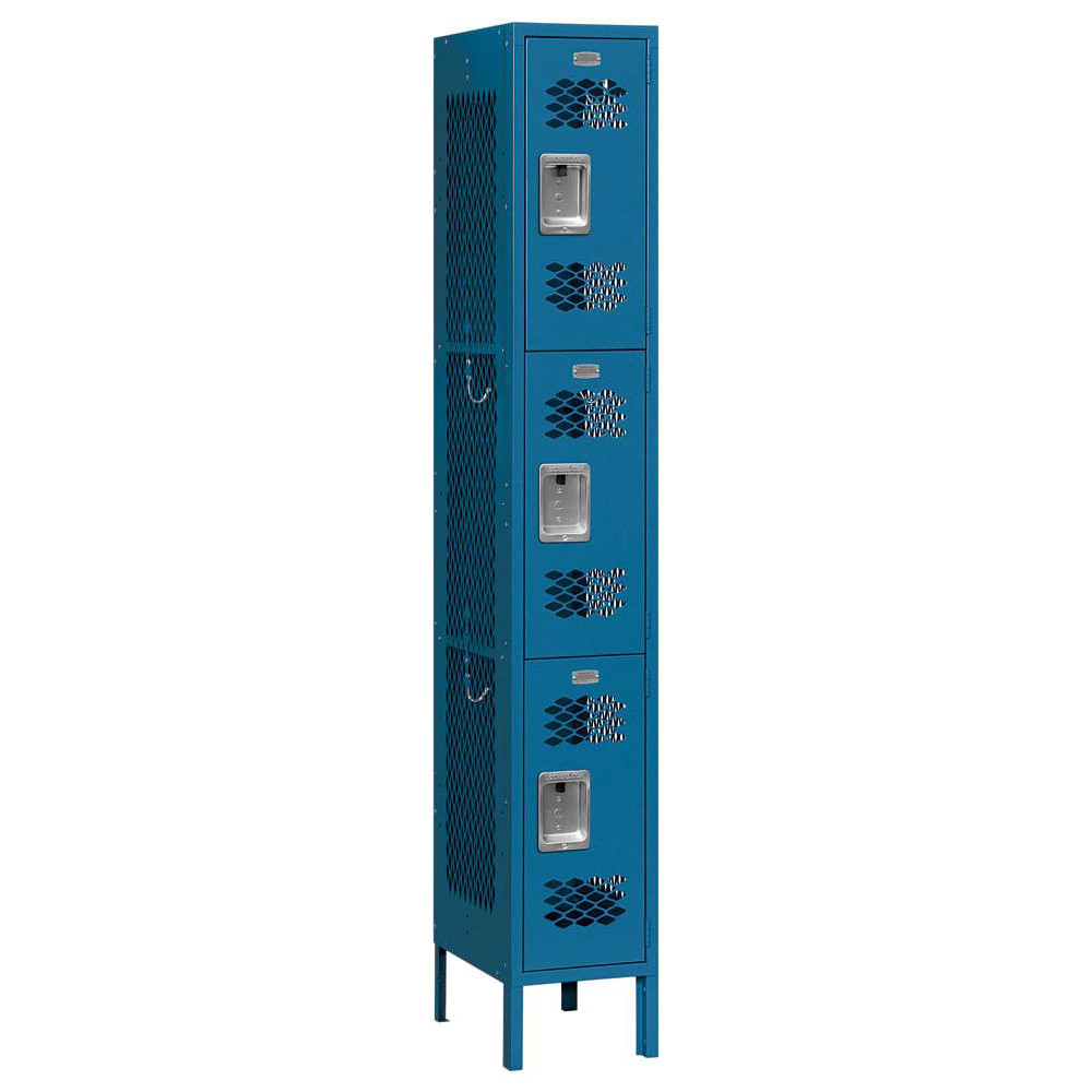 Salsbury Industries 1-Wide Locker: 12" Wide, 12" Deep, 78" High, Padlock Hasp - Blue, Powder Coated, Steel, 10 lb Shelf Capacity | Part #73162BL-U