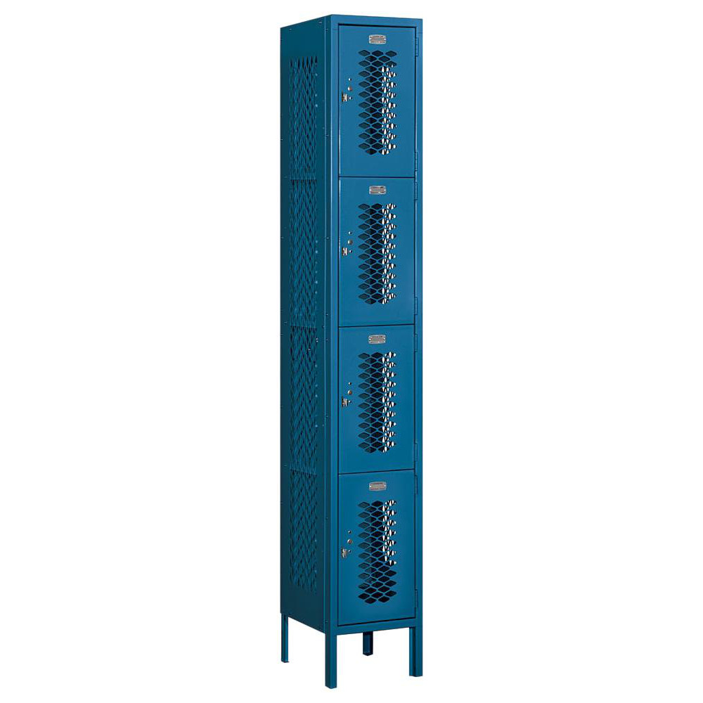 Salsbury Industries 1-Wide Locker: 12" Wide, 12" Deep, 78" High, Padlock Hasp - Blue, Powder Coated, Steel, 10 lb Shelf Capacity | Part #74162BL-U