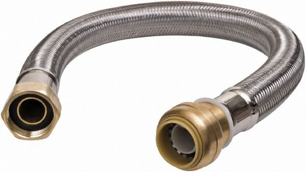 3/4" Push to Connect Inlet, 3/4" FIP Outlet, Braided Stainless Steel Flexible Connector