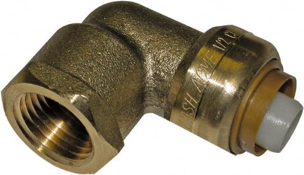 Pipe Fitting, Elbow, 90-Degree, Lead-Free Brass, 1/2 Compression x