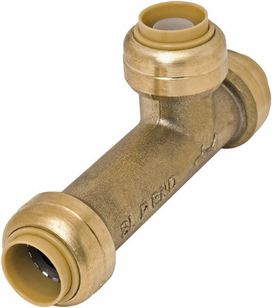 Brass Pipe Tee: 1/2" Fitting, Push-to-Connect x Push-to-Connect