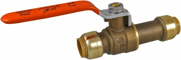 Standard Manual Ball Valve: 1/2 x 1/2" Pipe, Standard Port - Push-to-Connect x Push-to-Connect