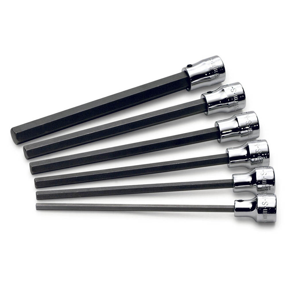 Hex Bit Socket Set: 3/8" Drive, 6 Pc, 4 to 10 mm Hex - 4, 5, 6, 7, 8, 10 for 3/8 Drive