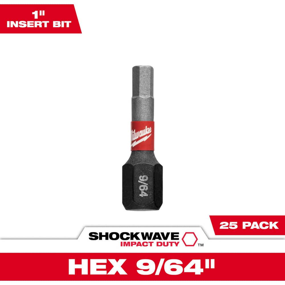 Hex Screwdriver Bits; Ball End: No ; Measurement Type: SAE ; Drive Size: 1/4in (Inch); Hex Size (Inch): 9/64 ; Overall Length (Inch): 1