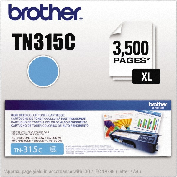 brother Toner Cartridge: Cyan - Use w/ Brother HL-4150CDN, 4570CDW, 4570CDWT & MFC-9460CDN, 9560CDW, 9970CDW | Part #BRTTN315C