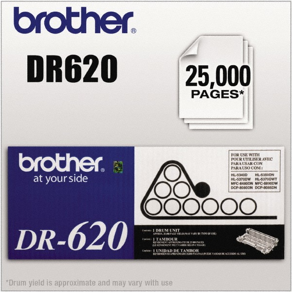 Brother Black Drum Unit - Use w/ Brother DCP-8080DN, 8050DN, HL-5340D, 5350DN, 5370DW, 5370DWT, MFC-8480DN, 8680DN, 8690DW, 8890DW | Part #BRTDR620