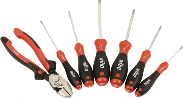 Wiha 30942 Combination Hand Tool Set: 7 Pc, Bicut, Phillips Screwdriver & Slotted Set 