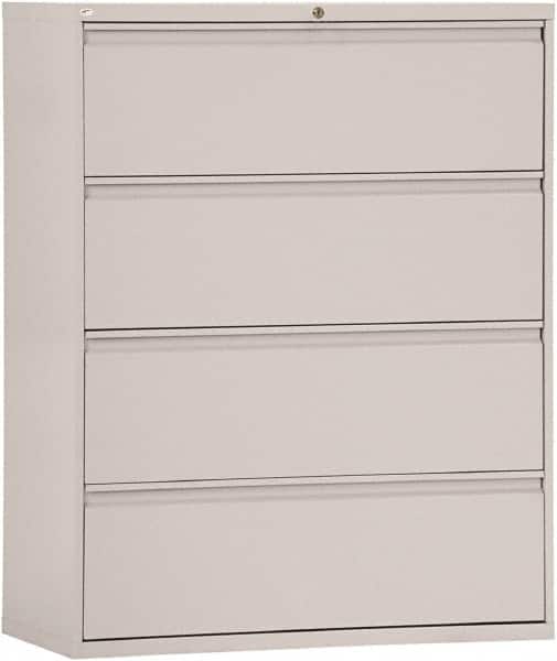 Horizontal File Cabinet: 4 Drawers, Steel, Light Gray