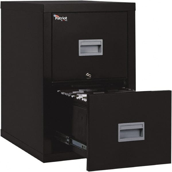 Vertical File Cabinet: 2 Drawers, Steel, Black